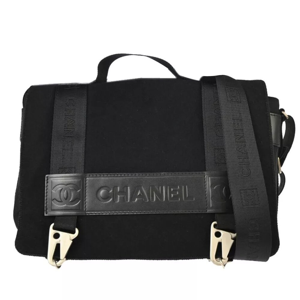 Chanel Black Felt Nylon Sport Line 2way Handbag 115204